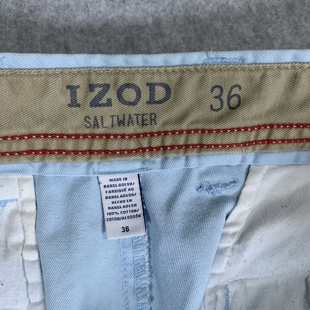 Izod Saltwater Shorts Mens Size 36 Cotton Flat Front Blue